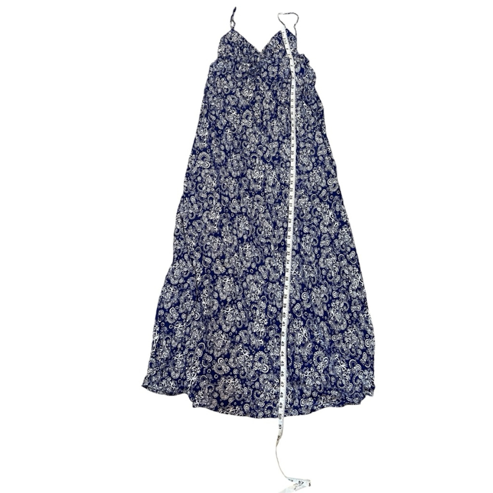 Club Monaco XS Blue Paisley Maxi Dress Spaghetti Strap Boho Resort Vacation - Picture 8 of 12